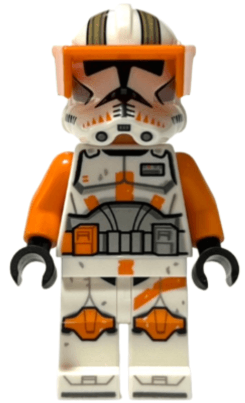 Clone Trooper Commander Cody, 212th Attack Battalion (Phase 2) - Orange Visor, Nougat Head, Helmet with Holes, Printed Legs