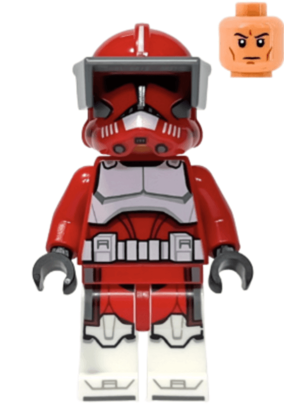Clone Trooper Commander Fox, Coruscant Guard (Phase 2) - Dark Bluish Gray Visor, Printed Legs